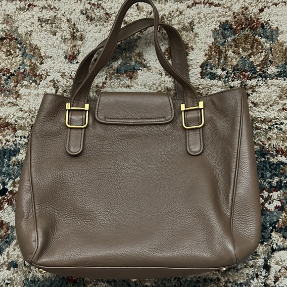 Brown leather Gucci bag suede inside zipper pocket 3 flat inside - Picture 3 of 6